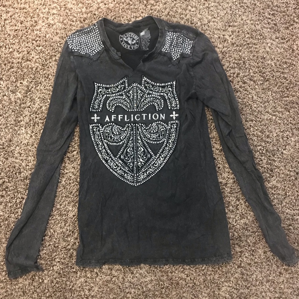 Long sleeved Rhinestone Affliction T-shirt